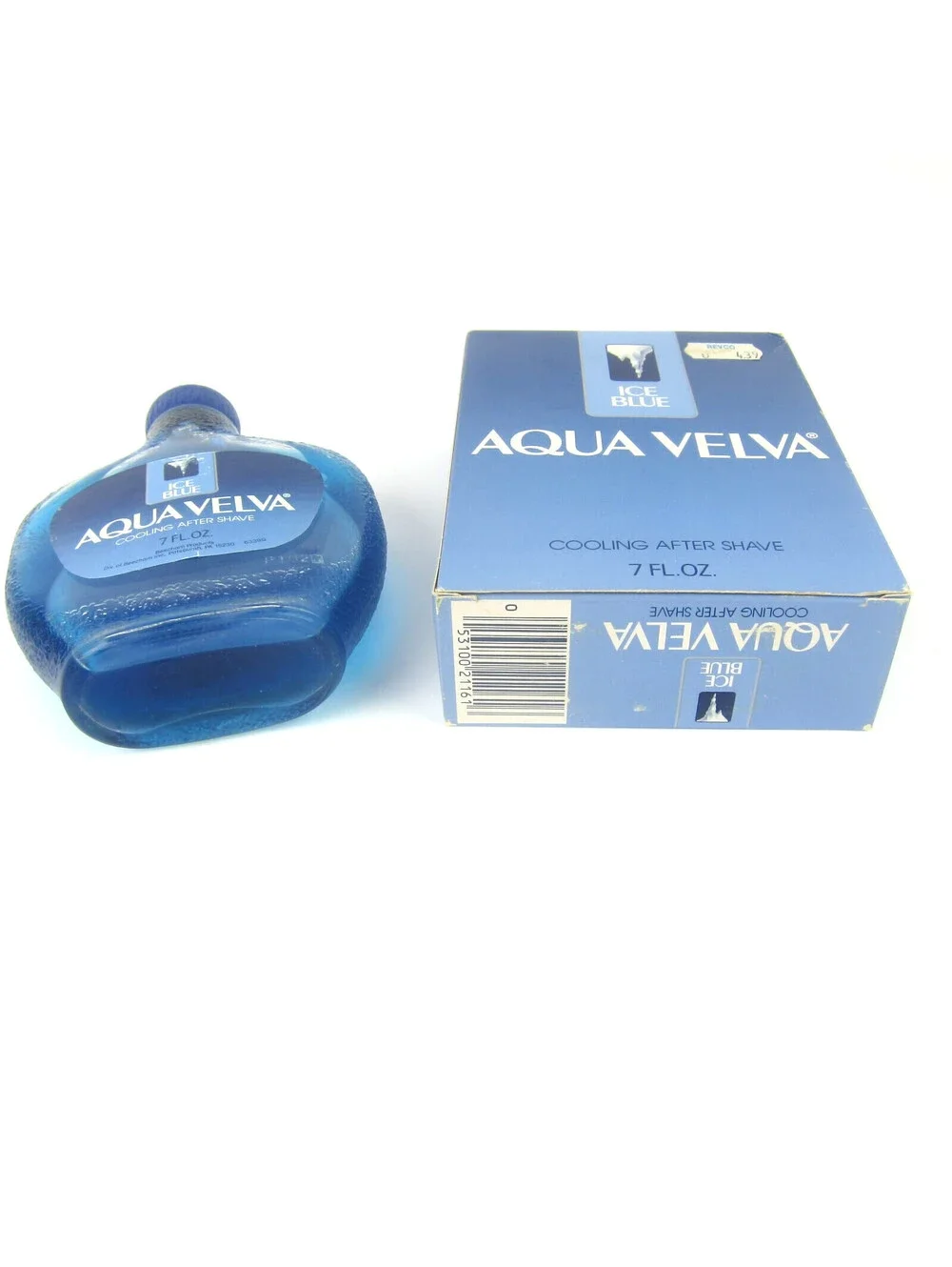 Vintage Aqua Velva Ice Blue Cooling After Shave 7 oz Glass Bottle & Box 1980s